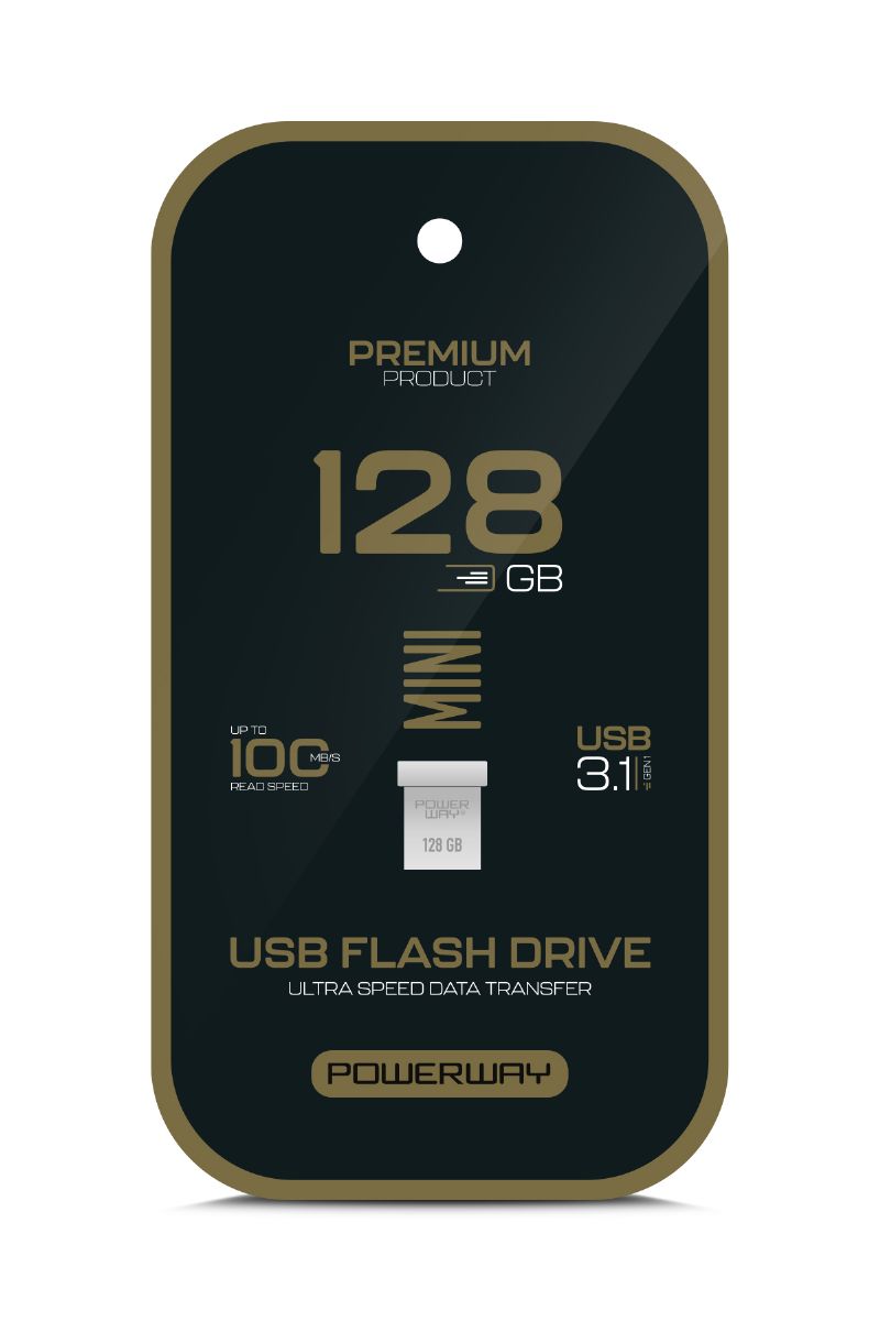 Powerway 128 GB USB 3.1 Flash Bellek Siyah Altin
